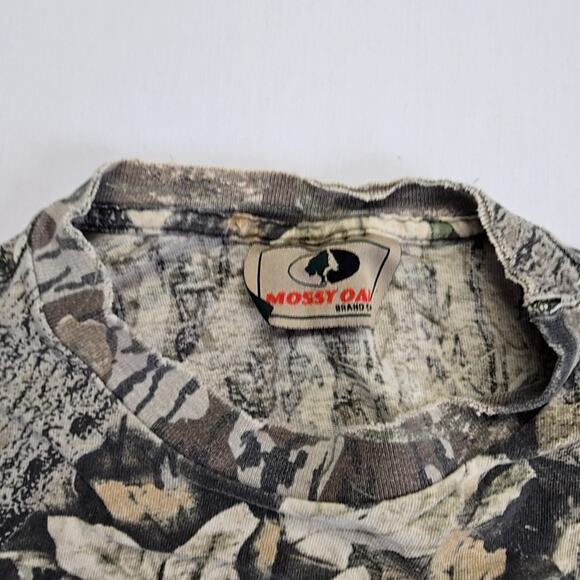 Vintage Mossy Oak Break-Up Camo Long Sleeve Shirt Mens Large Hunting Green Tee - Picture 7 of 13